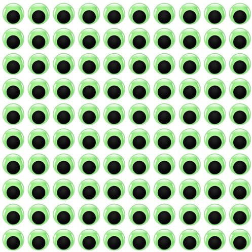 POFET Occhi Finti mobili da 100 Pezzi, Occhi Finti appiccicosi Che Si Illuminano al Buio, Occhi Finti mobili autoadesivi Adatti per Artigianato Fai-da-Te, attività di Halloween (8 mm)