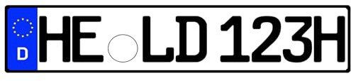 Kennzeichenheld - H-Kennzeichen aus Alu für deinen Oldtimer, Nummernschild für alte Pkw, nach DIN 74069, 520 x 110 mm, Mattschwarz