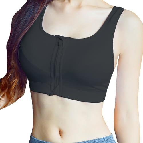 AYNKH Reggiseno sportivo da donna ad alto impatto, con zip frontale, comodo reggiseno di supporto, senza fili, senza cuciture, imbottito, incrociato, per yoga, allenamento, fitness, palestra, sport