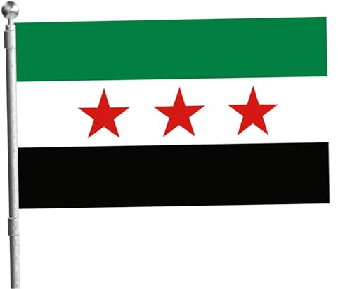 Baobiutin Syriens flagga, med öljetter, 150 x 89 cm, digitalt tryck, dubbelsydd, livfull färg, polyester, bleknings- och vindbeständig landsflagga för parader och sportevenemang