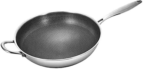 WATIIFUFU Wok Pfanne Aus Mit Wabenstruktur Bratpfanne Mit Doppelgriff Traditionelle Kochpfanne Für Küchenzubehör Für Grillgerichte Und Bratkartoffeln