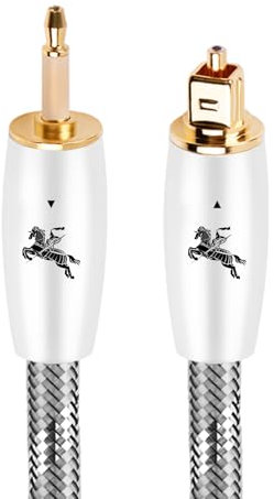 Impeto Cavo Audio Ottico Digitale Toslink a mini Toslink jack 3.5mm (Non aux) alta qualità, Cavo digitale Mini-TOSLINK,S/PDIF/per soundbar, sistemi stereo/amplificatori, Hi-Fi, bianco 1 m
