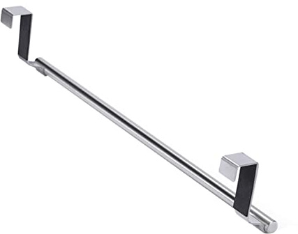 Alipis Traceless Stainless Steel Single Pole Towel Rack Door Back Telescopic Hanging Shelf Bathroom Kitchen Storage Rack Multi-purpose