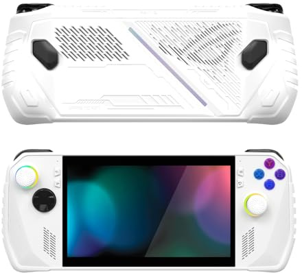 playvital Cover Protettiva TPU Morbida per ROG Ally, Absolute - Bianco | Custodia Grip Antiscivolo e Copri Levette Analogiche, Protezione da Graffi e Urti, Non per Rog Ally X