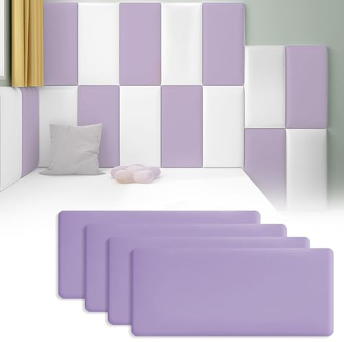 Lot de 4 panneaux muraux 3D pour enfants - Anti-collision - Panneaux muraux rembourrés - 40 x 20 cm - Rembourrage mural - Autocollants muraux autocollants pour chambre à coucher et chambre d'enfant