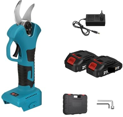 Forbici Elettriche, 1300W 30mm Potatore Elettrico Senza Spazzole Cesoia Cordless Ricaricabile Albero da Frutto Bonsai Rami di Potatura Strumento(2 batteries)
