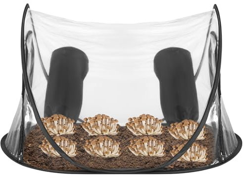 Mushroom Growing Still Air Box 83 x 53 x 49cm, Foldable Transparent Mushroom Grow Tent Kit, Portable Grow Bags, Mushroom Growing Kit Box for Mycology Spores, Plant Propagation Station