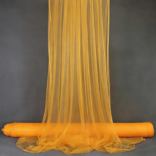 Tüll Stoff für Hochzeit Vorhang,Querbehang Hochzeitsbogen,160 x 600cm Hochzeitsdeko Gardinen Deko Schals,Tüllstoff zum Nähen Meterware,Kostümstoff,Dekostoff für Fotografie,Party,Zeremonie,Orange