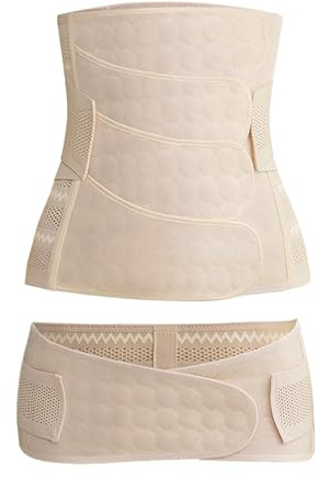 4 Patch Bauchgurt Nach Geburt M L XL XXL, Rutschfest Nicht Kräuselnd, 3 in 1 Korsett Damen Bauchweg mit Beckengürtel Bauchweggürtel Taillengürtel, Waist Trainer Schwangerschaft Rückbildungsgürtel