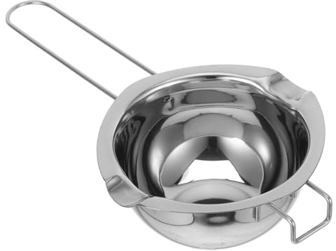 Warmhm Stainless Steel Chocolate Melting Pot with Heat Resistant Handle Double Spout Wax Melting Boiler for Candy Making and Candle Crafts Quick Even Heating and Safe to Use
