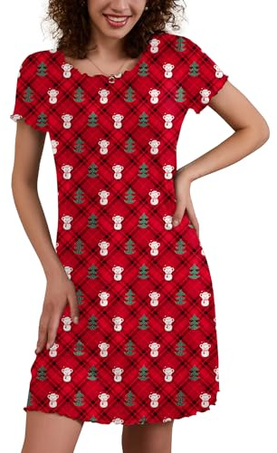 Ekouaer Camisones de Mujer Corto Camisón de Señora Suelto Vestidos de Casa Camisón Verano, S-XXL
