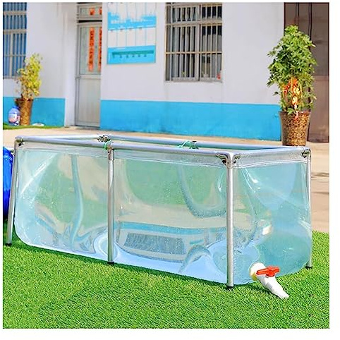 Bassin à Poissons en PVC Transparent, Piscine en Toile épaisse pour koïs et Poissons Rouges, collecteur d'eau Hors Sol avec Cadre en Acier - 1x1x0,6 m, Bassin de Jardin extérieur Durable.
