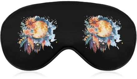 Dream-Catcher Moon and Sun Fashion Eye Mask Printed Sleep Masks Soft Unisex Blackout Covering with Adjustable Strap