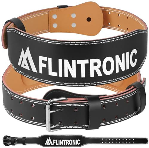 Flintronic Tyngdlyftningsbälte för män, PU-läder gymbälte, 10 cm vadderat ländryggsstöd, 10 justerbara hål, för tyngdlyftning, lyftning, kroppsbyggning, dödlyft, knäböj, gym fitness, L