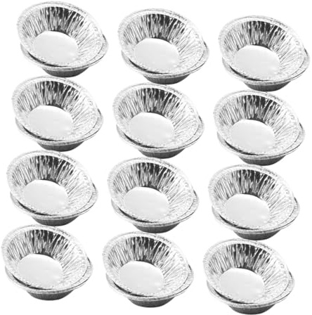 DOITOOL 500pièces Moules à Tartelettes Rondes Aluminium Jetables pour Mini-tartelettes et Œufs Adaptés au Four Usage Pâtisserie