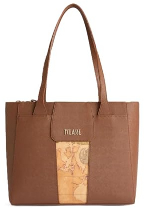 Alviero Martini Prima Classe - Windy City Shopping Bag Media Castagna con Inserto Geo Classic