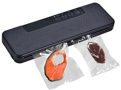 Selladora al vacío de alimentos, Sellador Al Vacío De Alimentos Automático, Máquina Envasadora Ahorro En Seco O Húmedo Con Bolsas 10 Uds. Para Sous Vide White/Black W230(Black)
