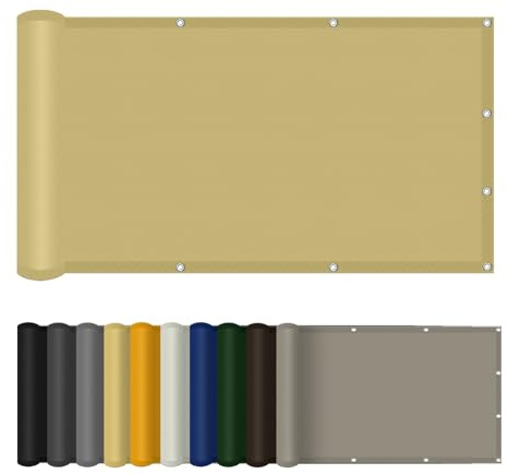 Vela Ombreggiante 150 x 330 cm Rettangolare Impermeabile, Protezione Solare Tenda Parasole a Vela Vari Colori e Misure per Esterno, Giardino e Terrazza, Piscina, Color Crema
