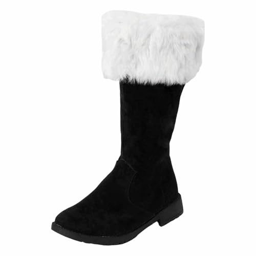 Scarpe da Babbo Natale, stivali con plateau carini per adulti, scarpe in velluto nero rosso per feste di Halloween Dress Up, Nero , 40 EU