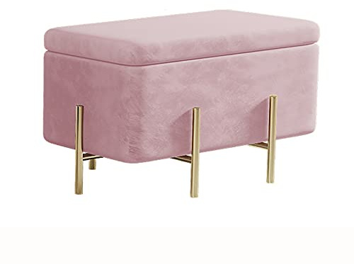 Lyxig förvaringsottoman i sammet mjuk ände av sängen sminksits med metallben elegant fotstöd för modernt vardagsrum 70 x 45 x 42 cm (28 x 18 x 17 tum)