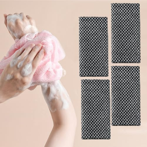 Serviette De Douche Exfoliante, De Gommage Naturel En Fibre De Bambou Et Charbon, Exfoliation Douce Pour Le Corps (4pcs)