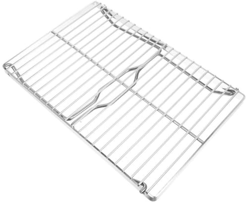 Mikinona Adjustable Height Stainless Steel Barbecue Grill Stand Portable Outdoor Camp Fire Grill Rack Folding Picnic Bbq Cooking Rack for Camping and Hiking