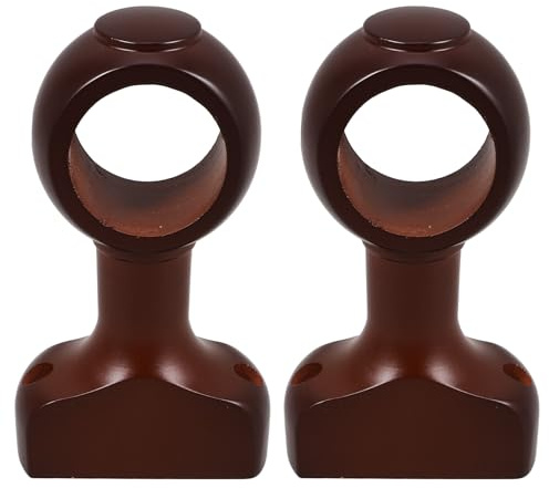 LIFKICH Soportes de Barra para Cortina de Madera Color Café Oscuro 35 Cm 2 Piezas Montaje en Pared y Techo Brida para Barra de Armario Accesorios para Cortinas de Habitación y Baño