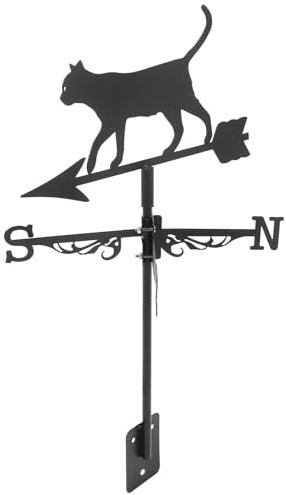 WRITWAA Indicatore di Direzione del Vento in Acciaio Inossidabile Banderuola Decorativa a Forma di Gatto per Giardino e Casa, Facile da Montare e Stabile