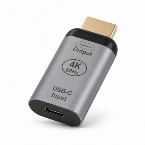 Type C Femelle vers HDMI Mâle, Adaptateur USB C vers HDMI 4K@60Hz, Câble HDMI USB C Compact et Portable pour Ordinateur, Smartphone, Tablette, Plug and Play pour Présentations et Divertissement.