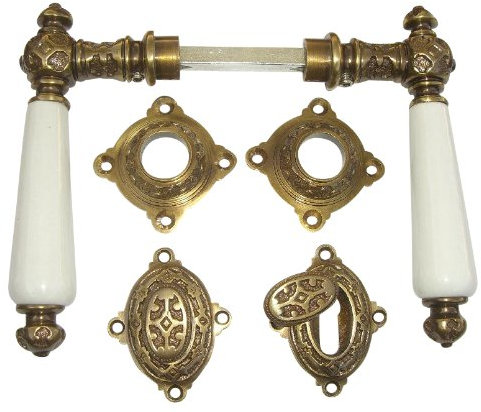 Zimmer- Türklinken Messing antik Gründerzeit Jugendstil 46-BB-AW