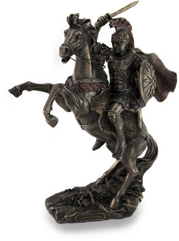 Skulpturelle Statue Alexander der Große Reiter, Bucephalus, bronzefarben