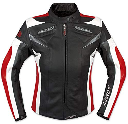 A-Pro Lederjacke Damen Motorrad Racing All Season CE Protektoren Rindsleder Rot L