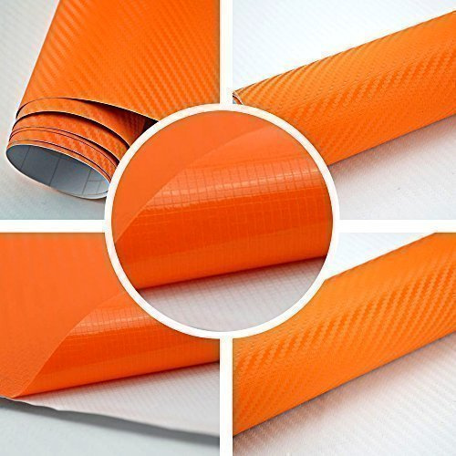 TipTopCarbon 6,57€/m² 3D Carbon Folie orange BLASENFREI 3m x 1,52m mit Luftkanäle Autofolie selbstklebend