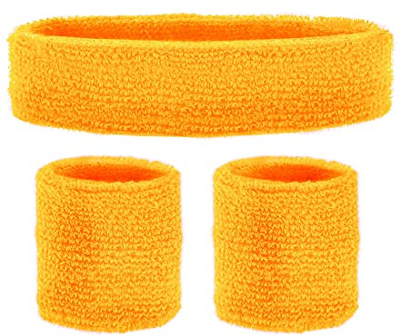 W WIDMANN Milano Party Fashion - Set de 3 Bandas para el Sudor, con Cinta para la Frente y 2 muñequeras, Accesorios Deportivos, para chándal de los años 80