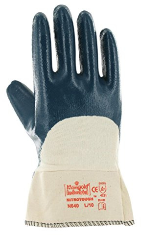 Ansell Nitrotough N640 Repelente al aceite Guante, Protección mecánica, Blanco, Tamaño 10 (12 Pares)