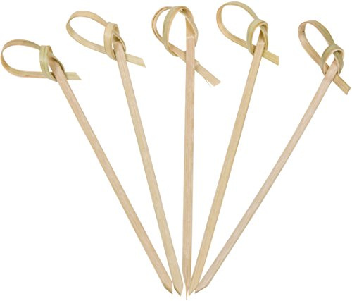 200 Count | KingSeal Bamboo Wood Flower Knot Picks, Skewers, 3.5 Inches, Perfect for Cocktails and Appetizers - 2 Packs of 100 Count