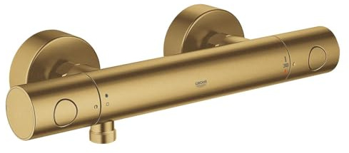 GROHE Grohtherm 1000 Cosmopolitan, Duscharmatur (Thermostat für stets konstante Temperatur, Verbrühschutz bei 38°C, Mischbatterie mit Wasserspartaste für die Dusche), gold, 34065GN2