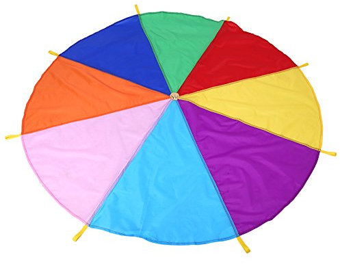 Regenbogenschirm für Kinder im Außen- und Innenbereich Regenbogen-Fallschirmspiel für Kinder, 8 Griffe, 2 Meter Durchmesser