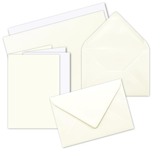 10x Faltkarten SET DIN A6/C6 mit Brief-Umschlägen in Natur-Weiß - inklusive Einleger - 14,8 x 10,5 cm - Premium Qualität - FarbenFroh