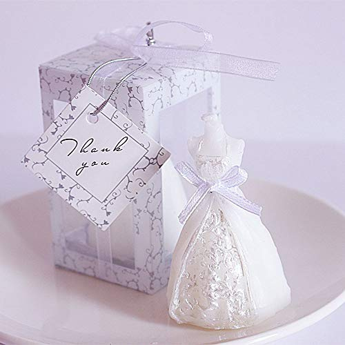 MoonyLI 2pcs mariée Bougie élégante boîte de mariée Robe de mariée Robe de mariée Bougie Cadeau décoration de fête (Blanc)