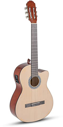 GEWA Guitarra Clásica Electroacústica Basic Plus, Tapa de Abeto, Cuerpo de Tilo, 4/4, natural