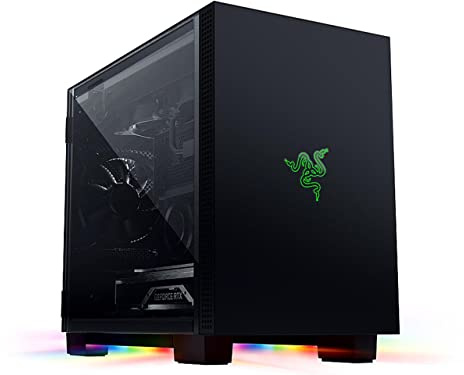 Razer Tomahawk Mini-ITX Gaming Case: Dual-Sided Tempered Glass Swivel Doors, Ventilated Top Panel, Chroma RGB Underglow Lighting, Built-in Cable Management, Classic Black
