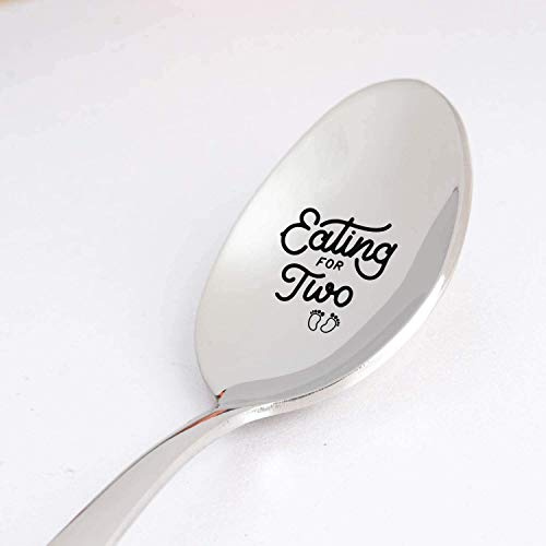 Boston Creative Company 1 Edelstahl-Löffel mit lustiger Gravur – Schwangerschaftsankündigung, Geschenk für Schwangere, Babyparty, Babyparty, Baby-Enthüllung, Geschenkideen vom Ehemann, 17,8 cm, Silber