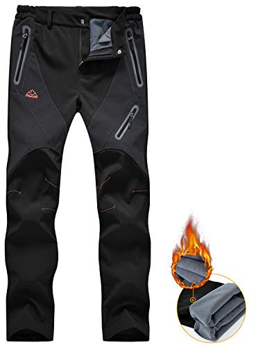 donhobo Womens Walking Waterproof Trousers Thermal Fleece Lined Ladies Winter Outdoor Windproof Warm Softshell Hiking Fishing Ski Snow Pants Black M