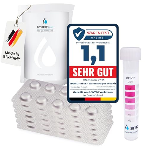 SMARDY 80 Compresse di Prova Rapide 40x Phenol Red (Valore PH) e 40x DPD1 (Cloro Libero) Pastiglie Reagenti per Piscine con 1x Tester