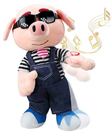 SdeNow Waving Singing Dancing Pig Stuffed Animal, Interactive Plush Toy, Fun Animation Baby Electronic Pet, Kids Gifts