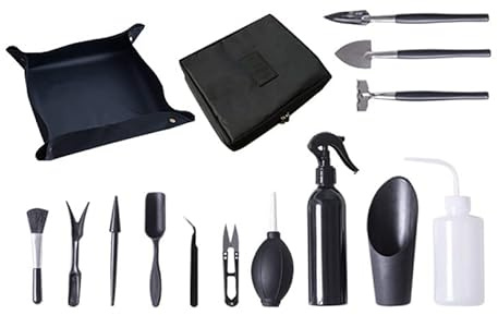 Alnicov Kit de Herramientas para Plantas suculentas de 14 Piezas con Bolsa de Almacenamiento para el Cuidado de Plantas de jardín de Hadas en Miniatura para Interiores y Exteriores
