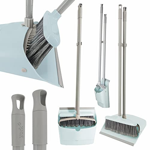 York Snabbt Kvast med Långt Handtag - Quick 85 x 25 cm | Sopmaskin och Sopskyffel Kombination Utmärkt Dammupptagning Soptorkningsspade Set Praktisk Tajt på Marken, Mynta