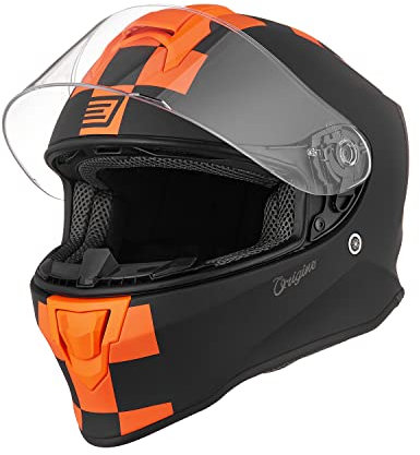 ORIGINE Integralhelm Motorradhelm mit Belüftung ECE Zertifizierung (Contest MATT ORANGE Black,L)