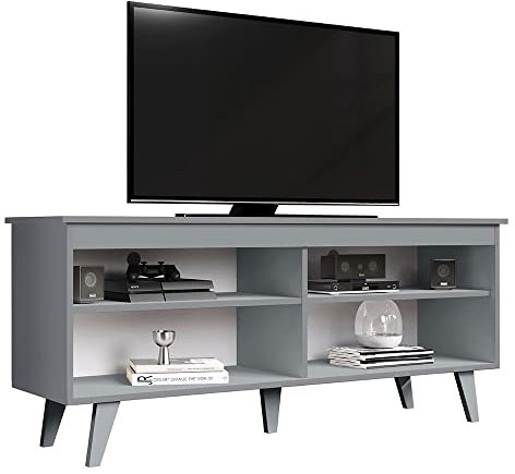 Madesa Mobile TV per TV fino a 55 pollici, per Soggiorno e Camera da Letto, 136 x 38 x 58 cm, in legno - Grigio